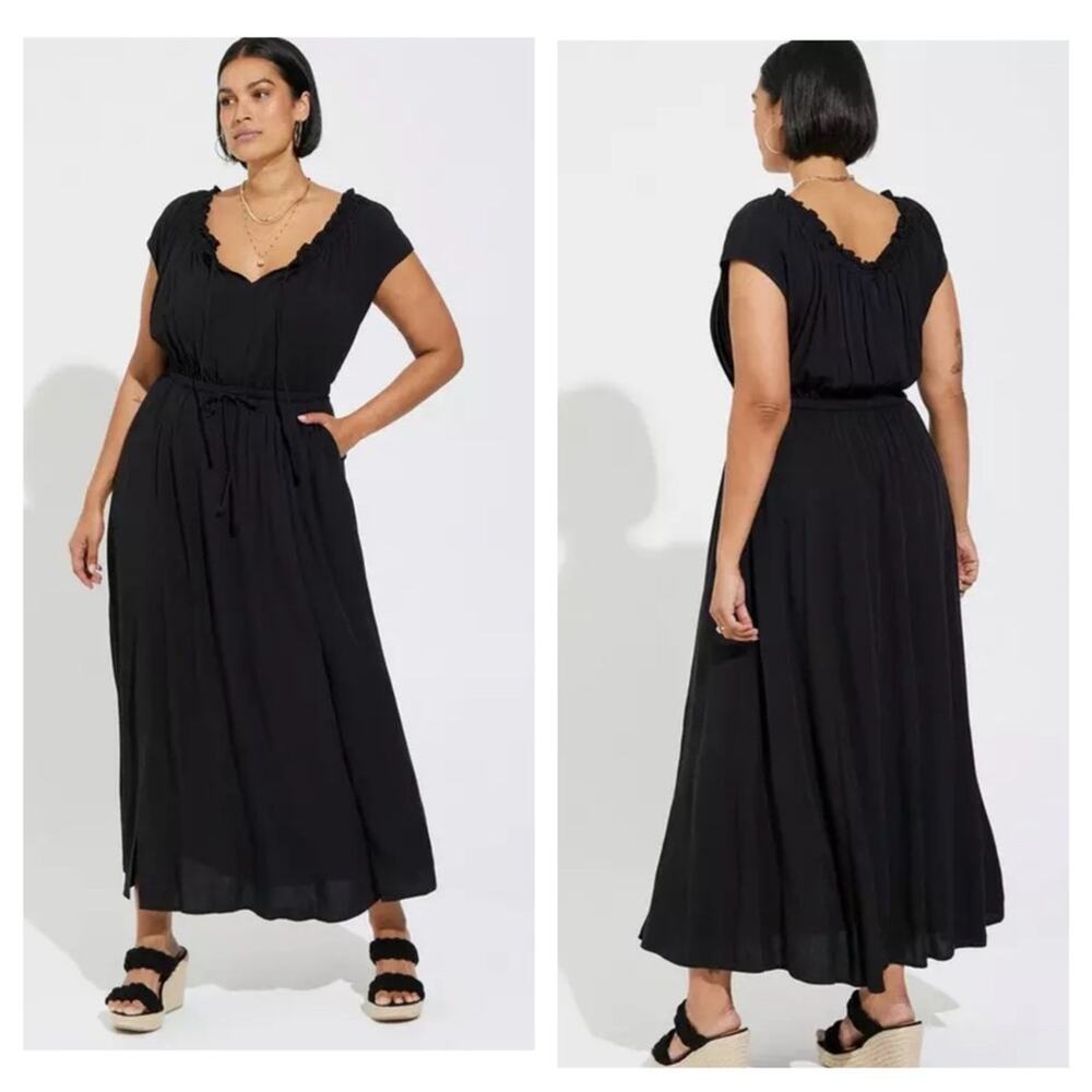 Torrid Maxi Textured Woven Double Slit Dress